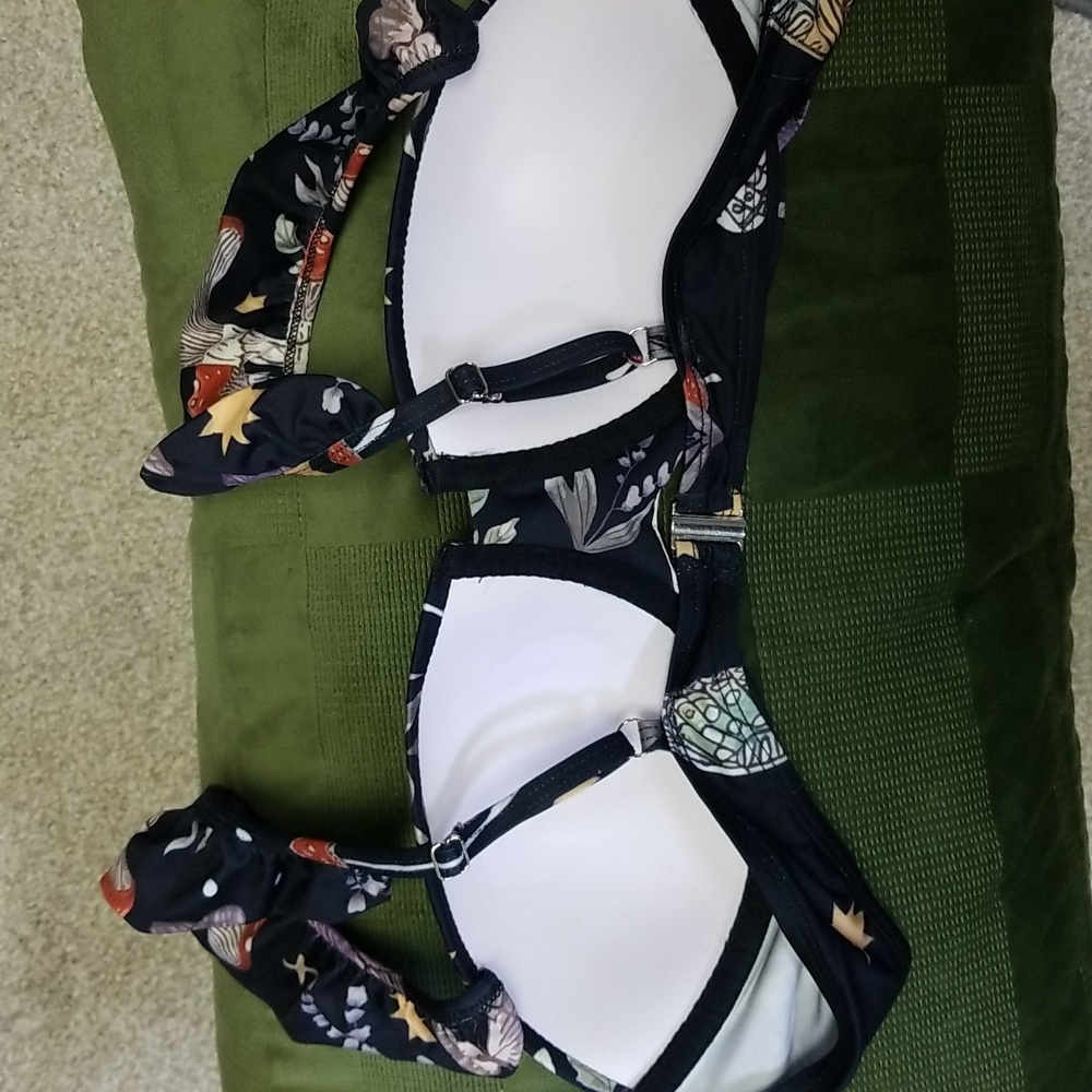 Magical Dark Forest Floral Black Ruffle Bikini - Picture 5 of 8